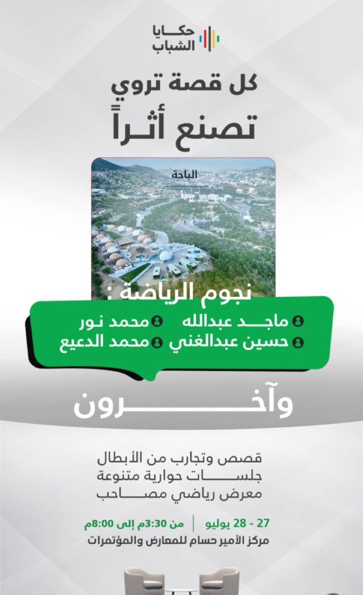 انطلاق برنامج حكايا الشباب 2025 في الباحة بمشاركة نجوم الرياضة