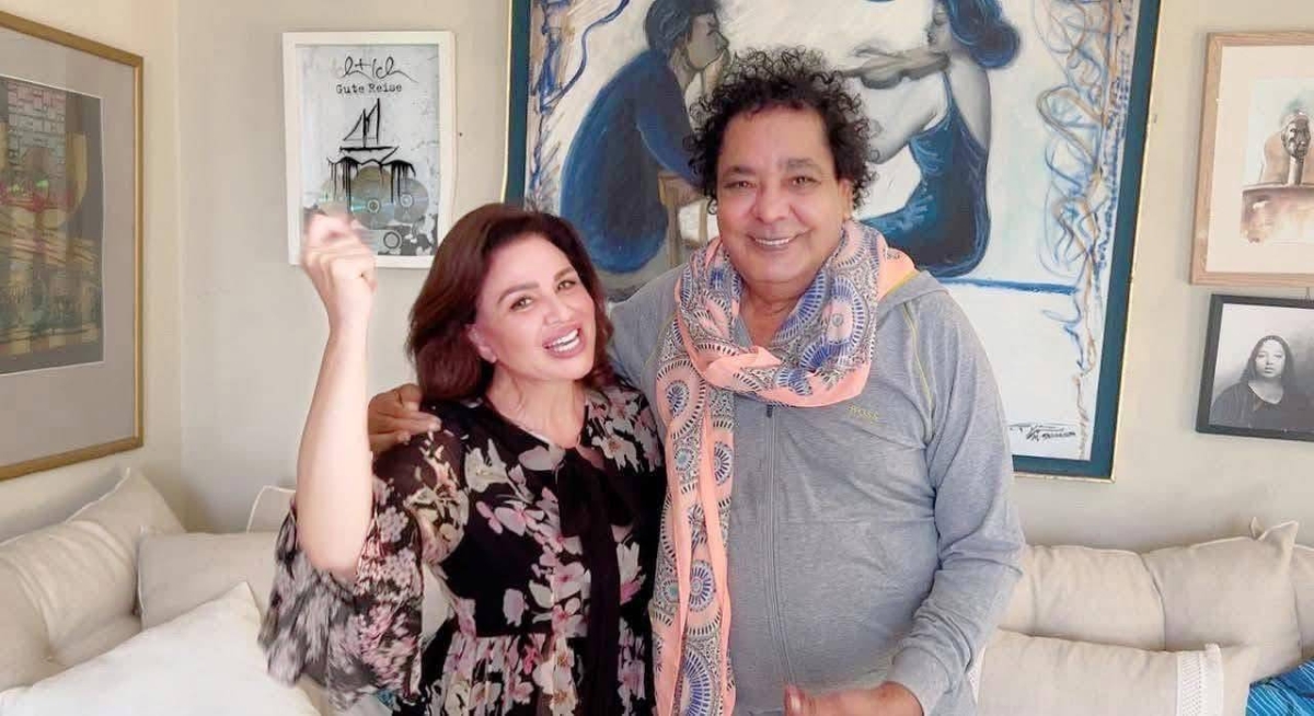 محمد منير يظهر مع إلهام شاهين بعد التعافي