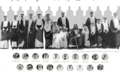 صورة الملك عبدالعزيز مع أبنائه في قصر المربّع - وثيقة تاريخية